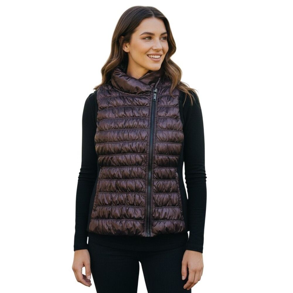 Calvin Klein Performance Vest Womens XL Purple Puffer Knit Panels